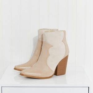 Standout Two-Texture Heeled Ankle Booties